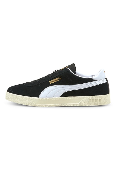 Puma, Pantofi sport de piele intoarsa cu logo Club, Negru, Alb, 9