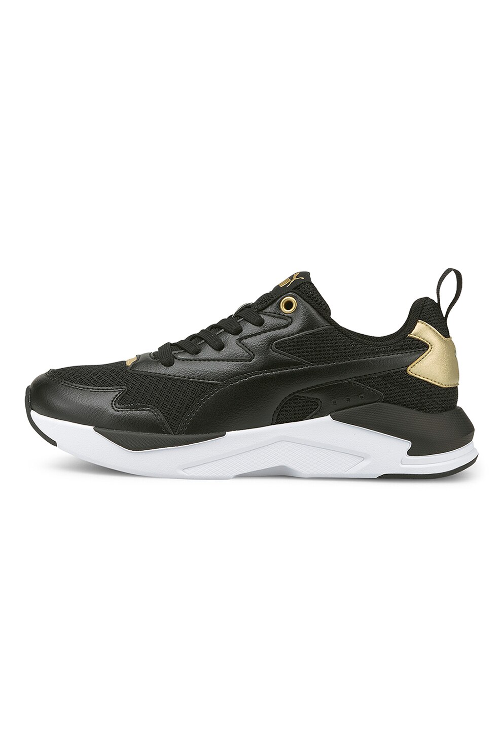 Puma, Pantofi sport de plasa si piele ecologica X-Ray Lite, Negru/Auriu
