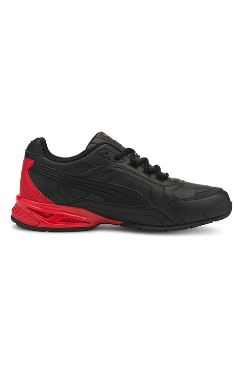 Puma, Pantofi sport de piele ecologica Respin, Negru/Rosu, 11