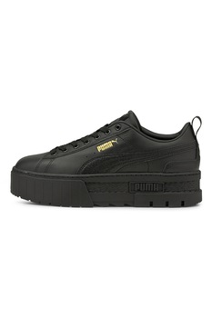 Puma, Pantofi sport flatform de piele Mayze, Negru/Auriu Puma, Pantofi sport flatform de piele Mayze, Negru/Auriu