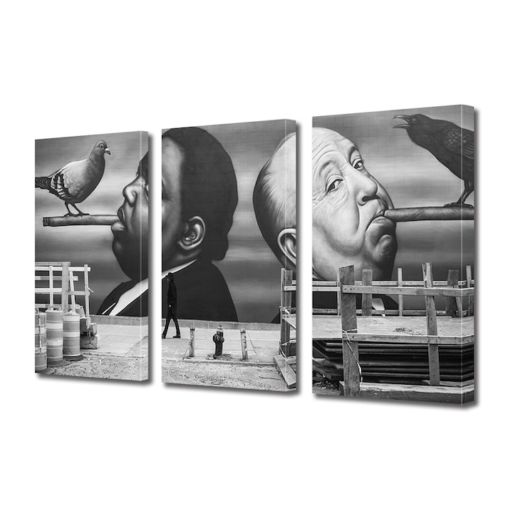 Set Tablouri Multicanvas 3 piese, Art Star, Arta urbana minunata, Urban, Panza pe cadru de lemn, Decoratiuni Moderne pentru Casa, 3 x 20 x 30 cm