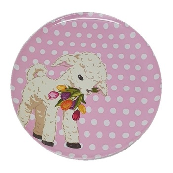 Farfurie Gemma intinsa 23 cm 19STX, roz cu imprimeu alb Farfurie Gemma intinsa 23 cm 19STX, roz cu imprimeu alb