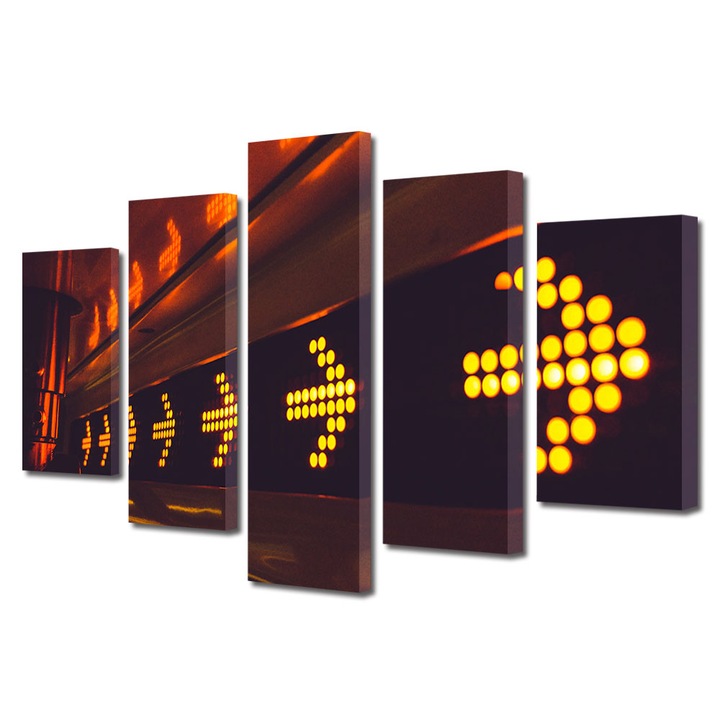 Set Tablouri Multicanvas 5 piese, Art Star, Semne de directie, Urban, Panza pe cadru de lemn, Decoratiuni Moderne pentru Casa, 70 x 125 cm