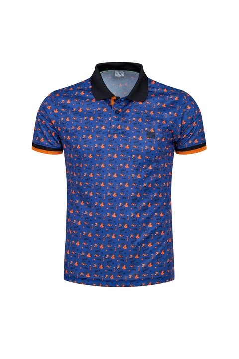 Tricou polo cu maneca scurta Ruck&Maul, Imprimeu abstract, Poliester, Multicolor, Multicolor