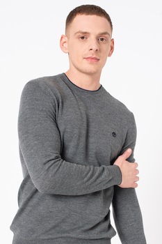 Timberland, Pulover din lana merinos cu decolteu la baza gatului Nissitissit, Gri Timberland, Pulover din lana merinos cu decolteu la baza gatului Nissitissit, Gri