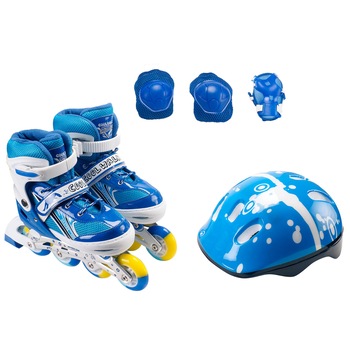 Set de role ActionOne Ciel, cu casca, protectii si geanta transport, reglabile, marimea L (39-42), albastru Set de role ActionOne Ciel, cu casca, protectii si geanta transport, reglabile, marimea L (39-42), albastru