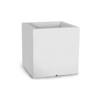 Ghiveci mare pentru plante, cu LED-uri integrate, 50x50x50 cm, alb, patrat, polietilena durabila, aspect modern Ghiveci mare pentru plante, cu LED-uri integrate, 50x50x50 cm, alb, patrat, polietilena durabila, aspect modern