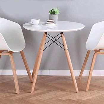 Masa dining / bucatarie Kring Kai, cu blat rotund, 60x72 cm, picioare lemn / blat MDF, Alb Masa dining / bucatarie Kring Kai, cu blat rotund, 60x72 cm, picioare lemn / blat MDF, Alb