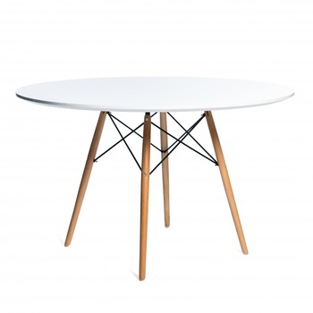 Masa dining / bucatarie Kring Kai, cu blat rotund, 100x72 cm, picioare lemn / blat MDF, Alb Masa dining / bucatarie Kring Kai, cu blat rotund, 100x72 cm, picioare lemn / blat MDF, Alb