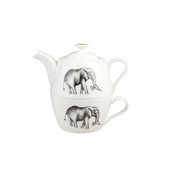 Set ceainic si ceasca din portelan fin, pentru o persoana, Tea for One Harlequin Savanna, Churchill Set ceainic si ceasca din portelan fin, pentru o persoana, Tea for One Harlequin Savanna, Churchill