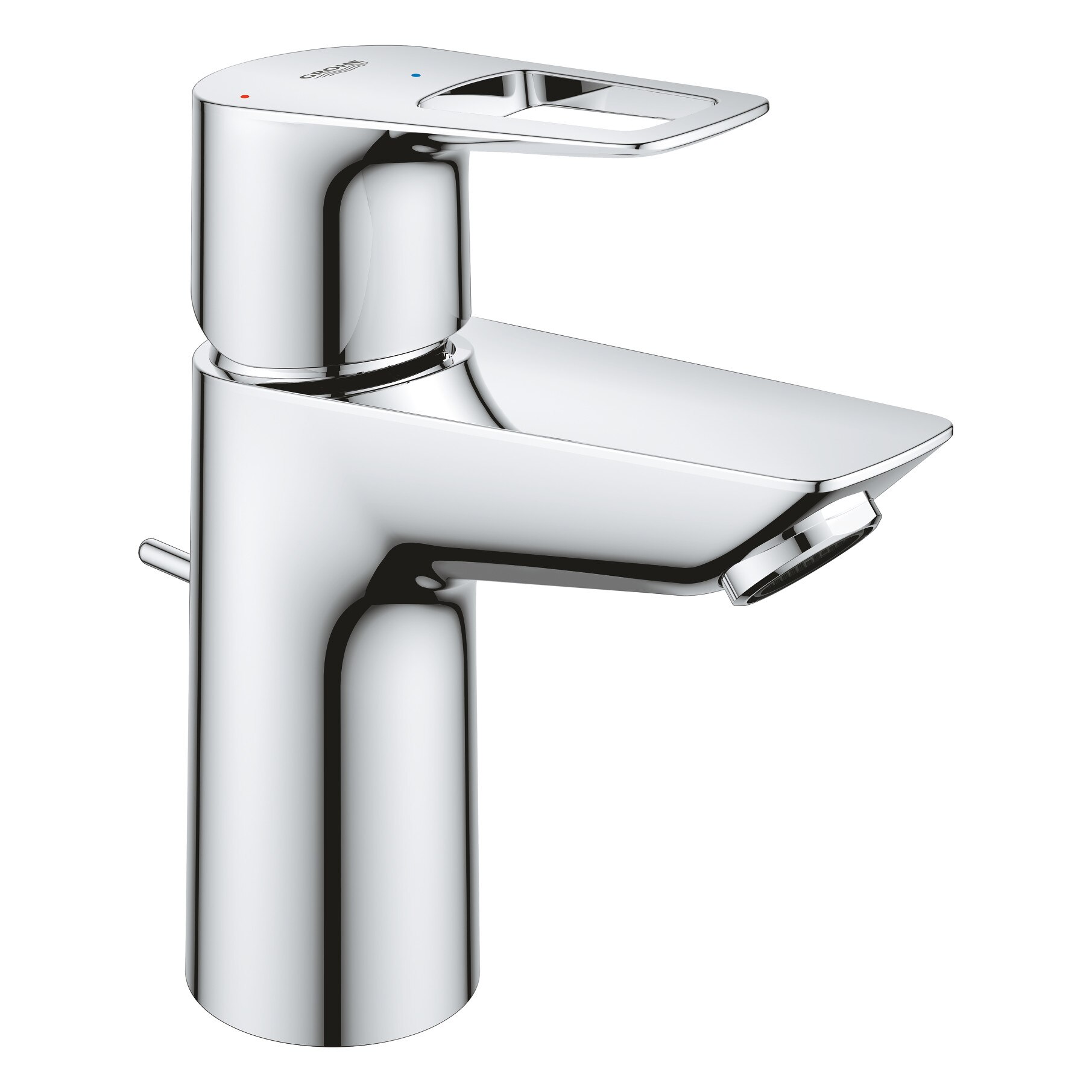 Baterie lavoar Grohe Bauloop 22054001, 3/8'', marimea S, pornire pe rece, evacuare cu tija, crom