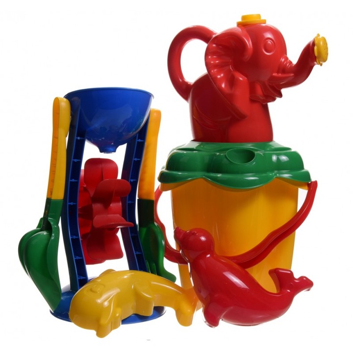 Set plaja cu 8 accesorii tip "Floare" pentru nisip, Gate Store®, Plastic, Multicolor