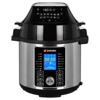 Oala sub presiune electrica 2 in 1 Zokura Z1229, 1500W, 5.6l, 26 programe, functie pastrare la cald, Negru/Argintiu Oala sub presiune electrica 2 in 1 Zokura Z1229, 1500W, 5.6l, 26 programe, functie pastrare la cald, Negru/Argintiu