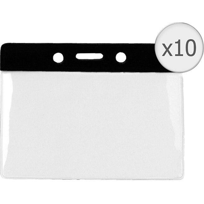 Set 10buc Portecuson orizontal banda color, Negru