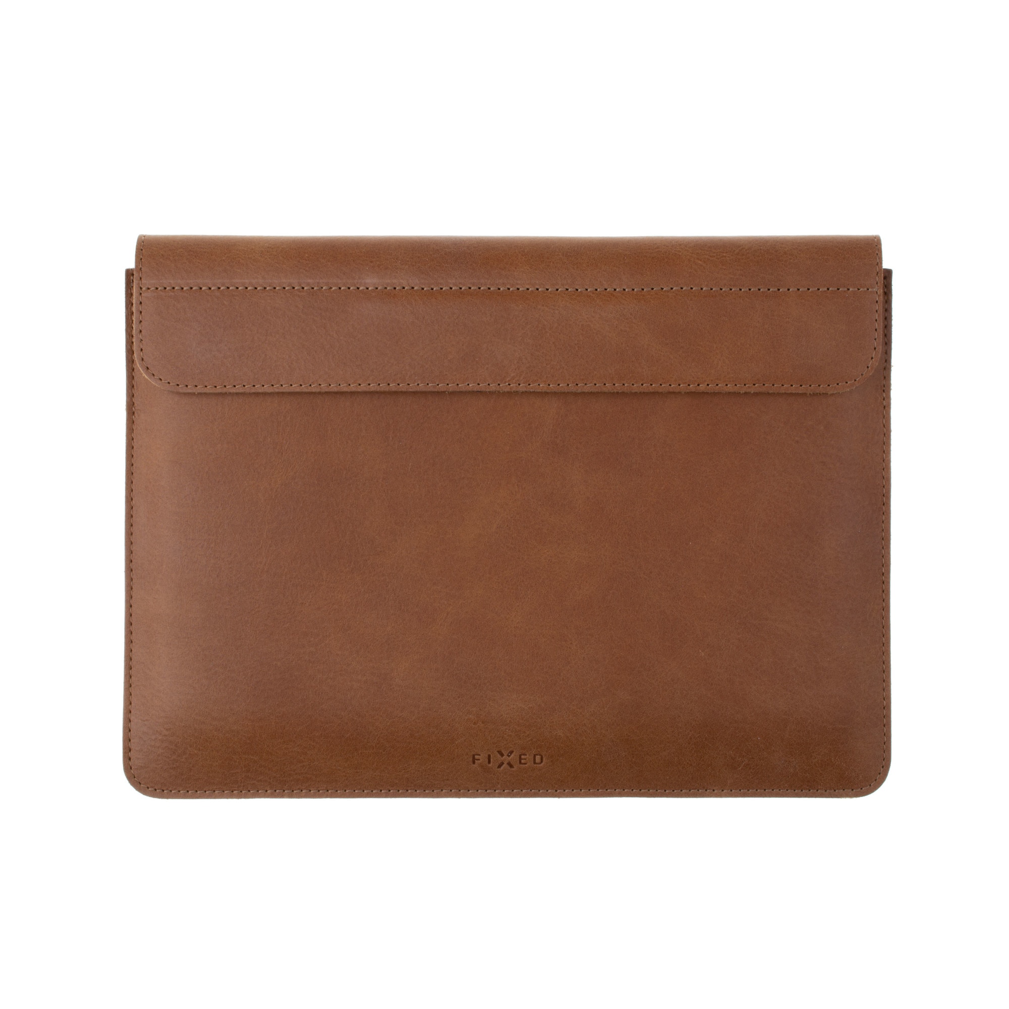 Husa laptop Fixed Oxford pentru Apple MacBook Pro 16" (2019 si mai noi), cusuta manual, piele naturala, inchidere magnetica, Maro