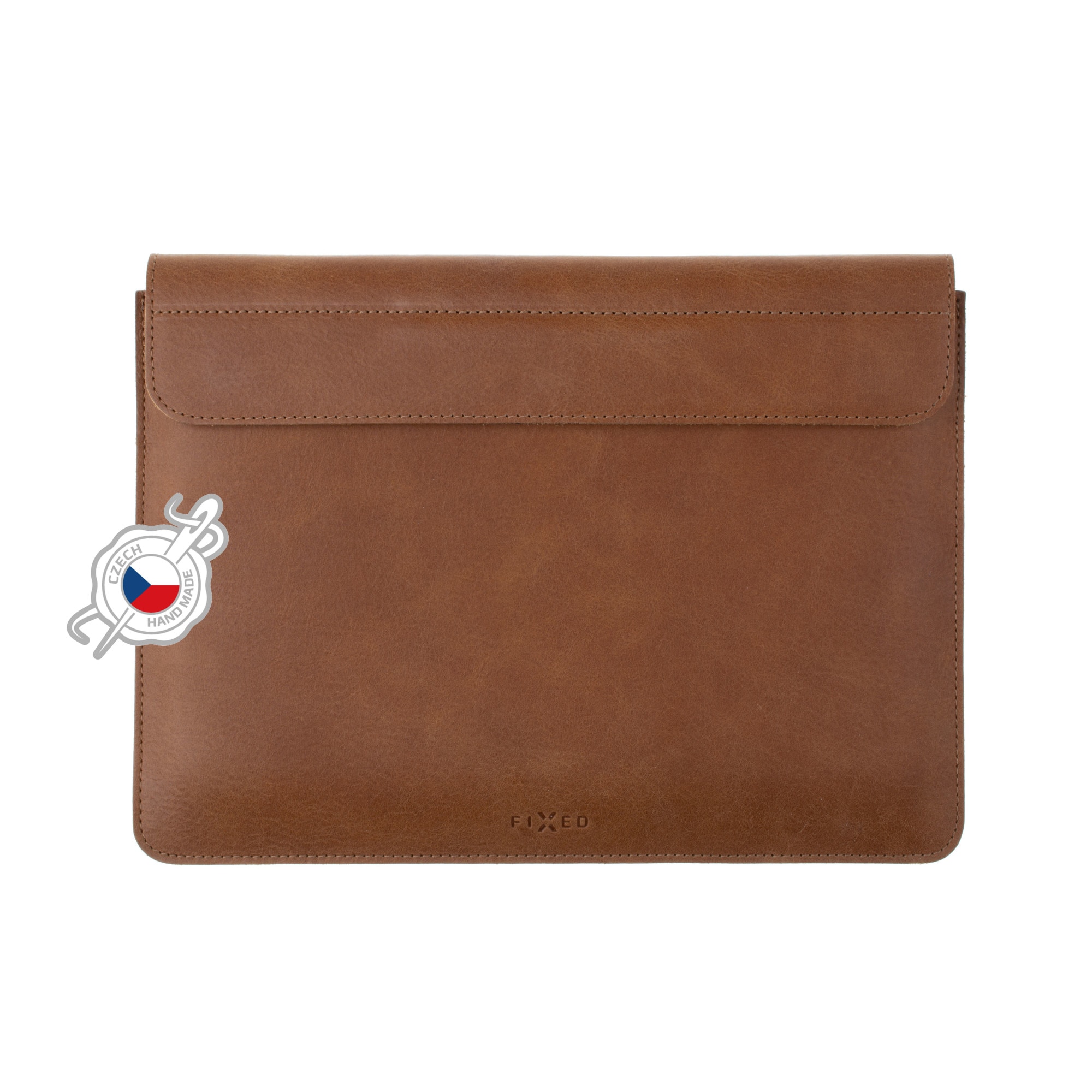 Husa laptop Fixed Oxford pentru Apple MacBook Pro 16" (2019 si mai noi), cusuta manual, piele naturala, inchidere magnetica, Maro