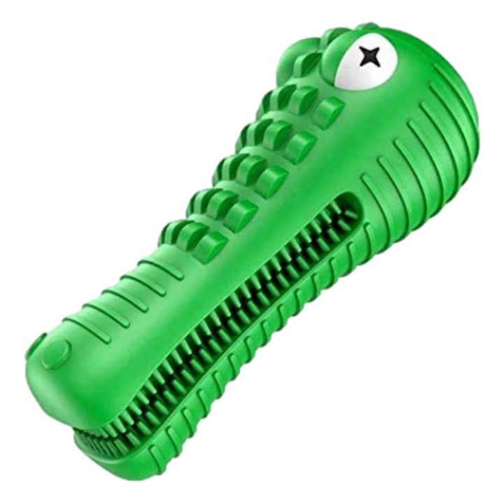 jucarie de ros cu sunet pentru caini fiziotab crocodil dog dental chew toy cauciuc natural foarte rezistent verde cadou periuta de curatat imagen 3_0_
6