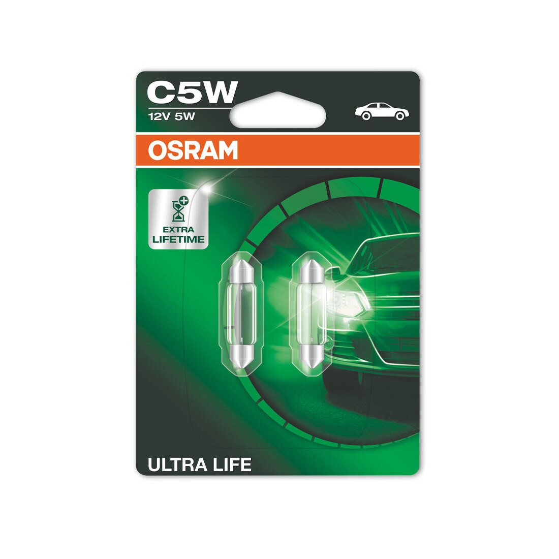 Set 2 Becuri auto auxiliare Osram C5W Ultra Life, 12V, 5W