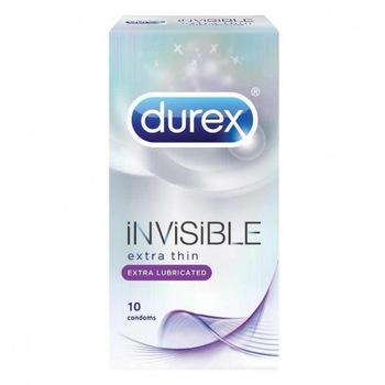 Prezervative Durex Invisible Extra Thin, lubrifiate, 10 buc Prezervative Durex Invisible Extra Thin, lubrifiate, 10 buc