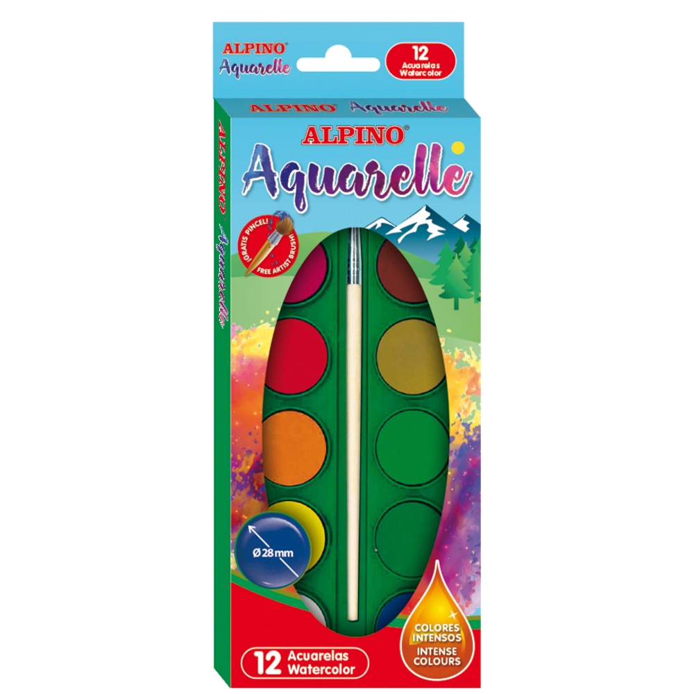 Acuarele Alpino 12 culori/cutie + 1 pensula gratis