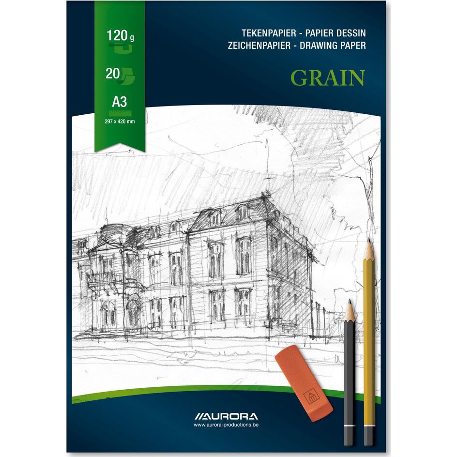 Bloc desen Aurora Grain A3, 20 file, 120g/mp alb