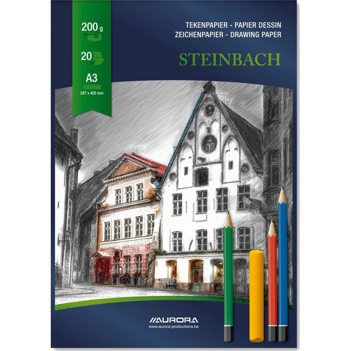Bloc desen Aurora Steinbach A3, 20 file, 200g/mp, alb