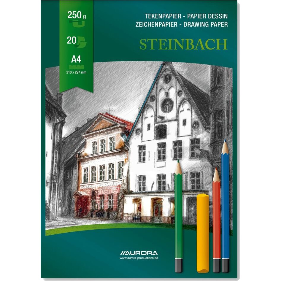 Bloc desen Aurora Steinbach A4, 20 file, 250g/mp, alb