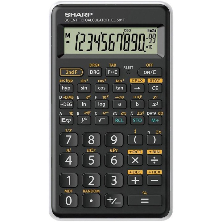 Calculator stiintific Sharp Sharp, 10 digits, 131 functiuni, 144 x 75 x 10 mm, negru/alb