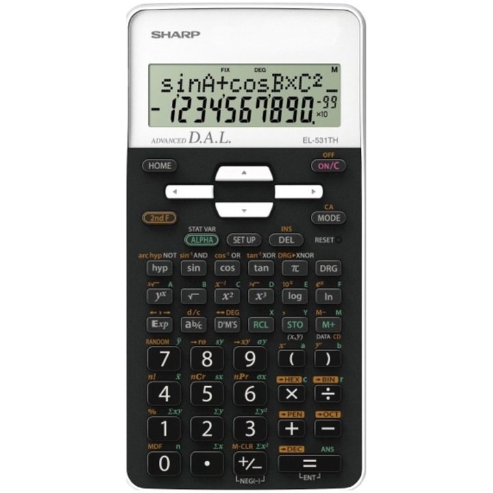 Calculator stiintific Sharp, 10 digits, 273 functiuni, 161x80x15mm, dual power, negru/alb