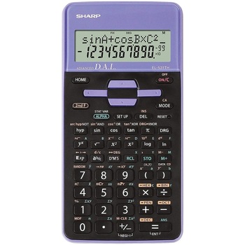 Calculator stiintific Sharp, 10 digits, 273 functiuni, 161x80x15mm, dual power, negru/violet Calculator stiintific Sharp, 10 digits, 273 functiuni, 161x80x15mm, dual power, negru/violet