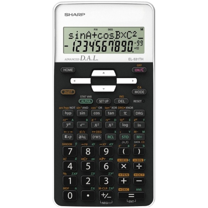 Calculator stiintific Sharp, 12 digits, 273 functiuni, 161x80x15 mm, negru/alb