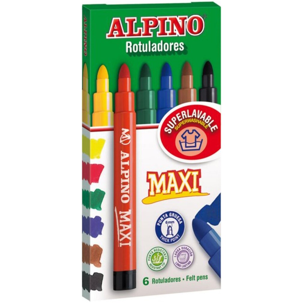 Carioca lavabila Alpino Maxi 6 culori/set