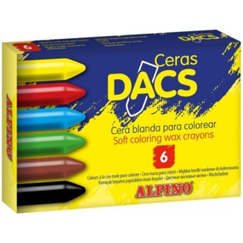 Creioane cerate soft Alpino Dacs cutie carton, 6 culori/set Creioane cerate soft Alpino Dacs cutie carton, 6 culori/set