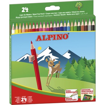 Creioane colorate Alpino cutie carton, 24 culori/set Creioane colorate Alpino cutie carton, 24 culori/set