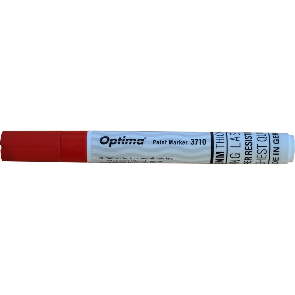 Marker cu vopsea Optima Paint 3710, varf rotund 4.5mm, grosime scriere 2-3mm, rosu