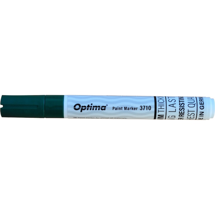 Marker cu vopsea Optima Paint 3710, varf rotund 4.5mm, grosime scriere 2-3mm, verde