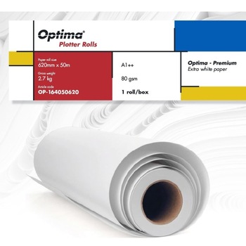 Rola plotter Optima PremiumA1++, 80gr, 620mm x 50m Rola plotter Optima PremiumA1++, 80gr, 620mm x 50m