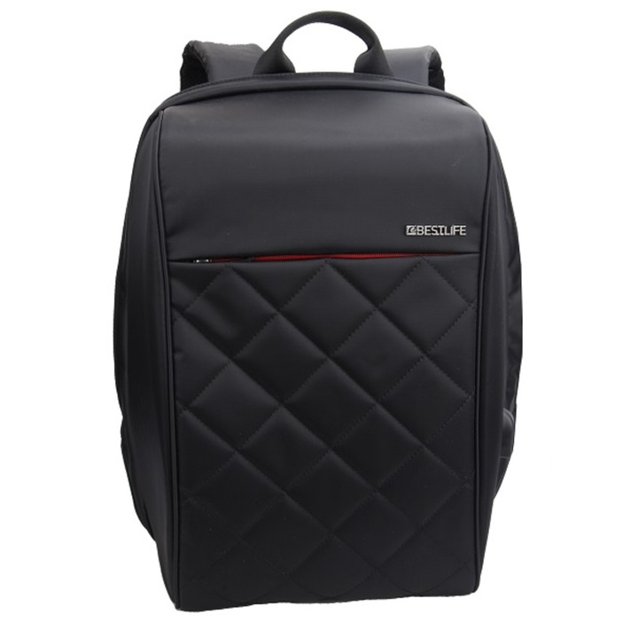 Rucsac Bestlife Travel Safe laptop 16 inch, charge pentru USB si TypeC conectori, negru, 29 x 17 x 46 cm