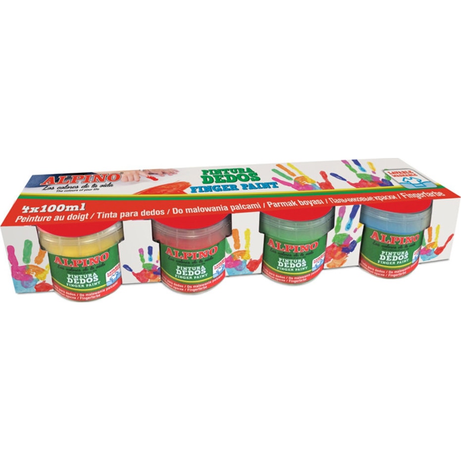 Tempera lavabila pentru pictura cu mana Alpino Finger Paint 4 culori/set