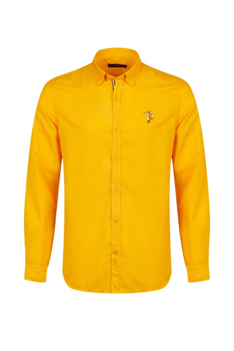 Camasa cu maneca lunga Ruck&Maul, Imprimeu animal, Bumbac, Galben, Galben