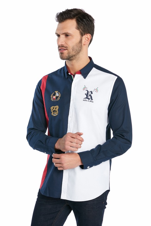 Camasa cu maneca lunga Ruck&Maul, Imprimeu logo, Bumbac, Multicolor, Multicolor