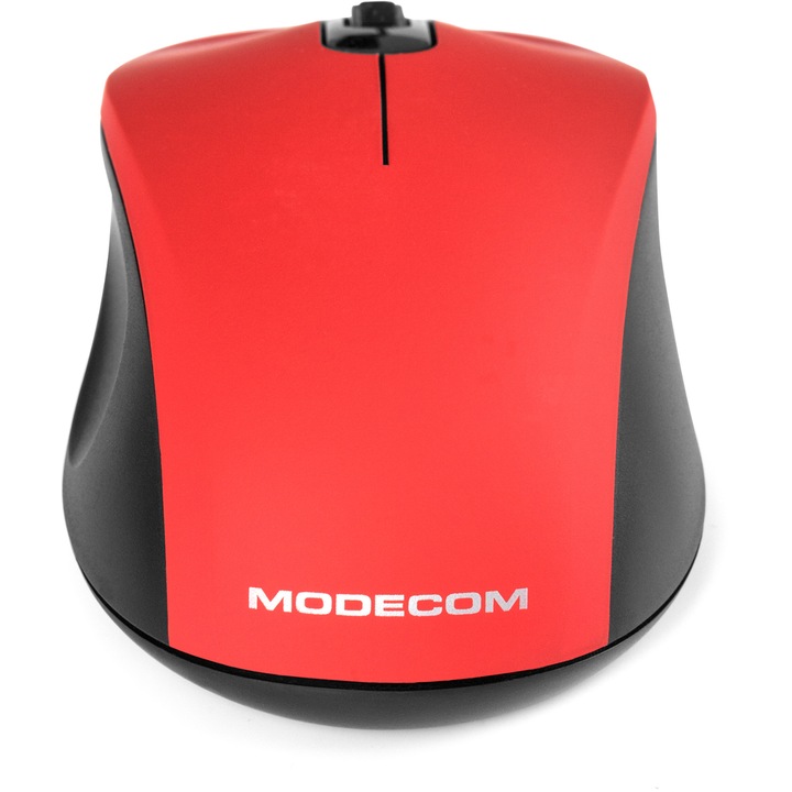 Мишка Modecom MC-WM10S, безжична, за лява и дясна ръка, RF, 1600 DPI, червен