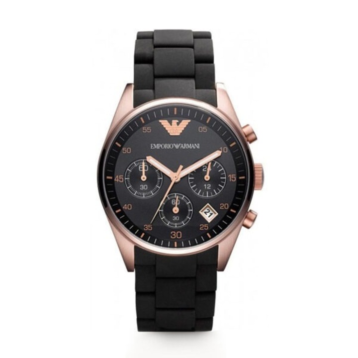 Ceas Emporio Armani, Inox, 5ATM, Negru/Auriu