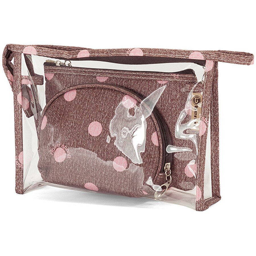 Geanta cosmetice, 3 in 1, Benzi, BZ 5063, PVC/Polister, Maro