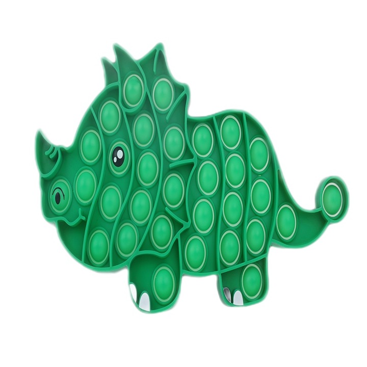 RoveZone Pop It Játék, Őskori orrszarvú, Push Bubble, Szilikon, Zöld