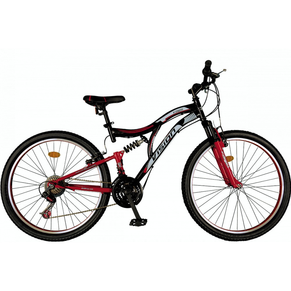 Bicicleta MTB Full Suspensie Vision Kings Culoare Negru/Rosu Roata 26