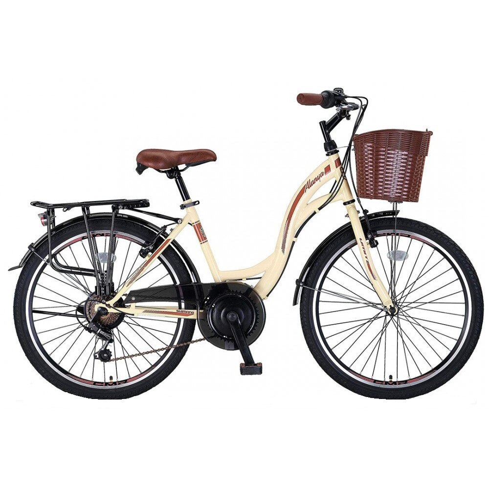 Bicicleta City Umit Alanya, culoare Crem/Maro, roata 28