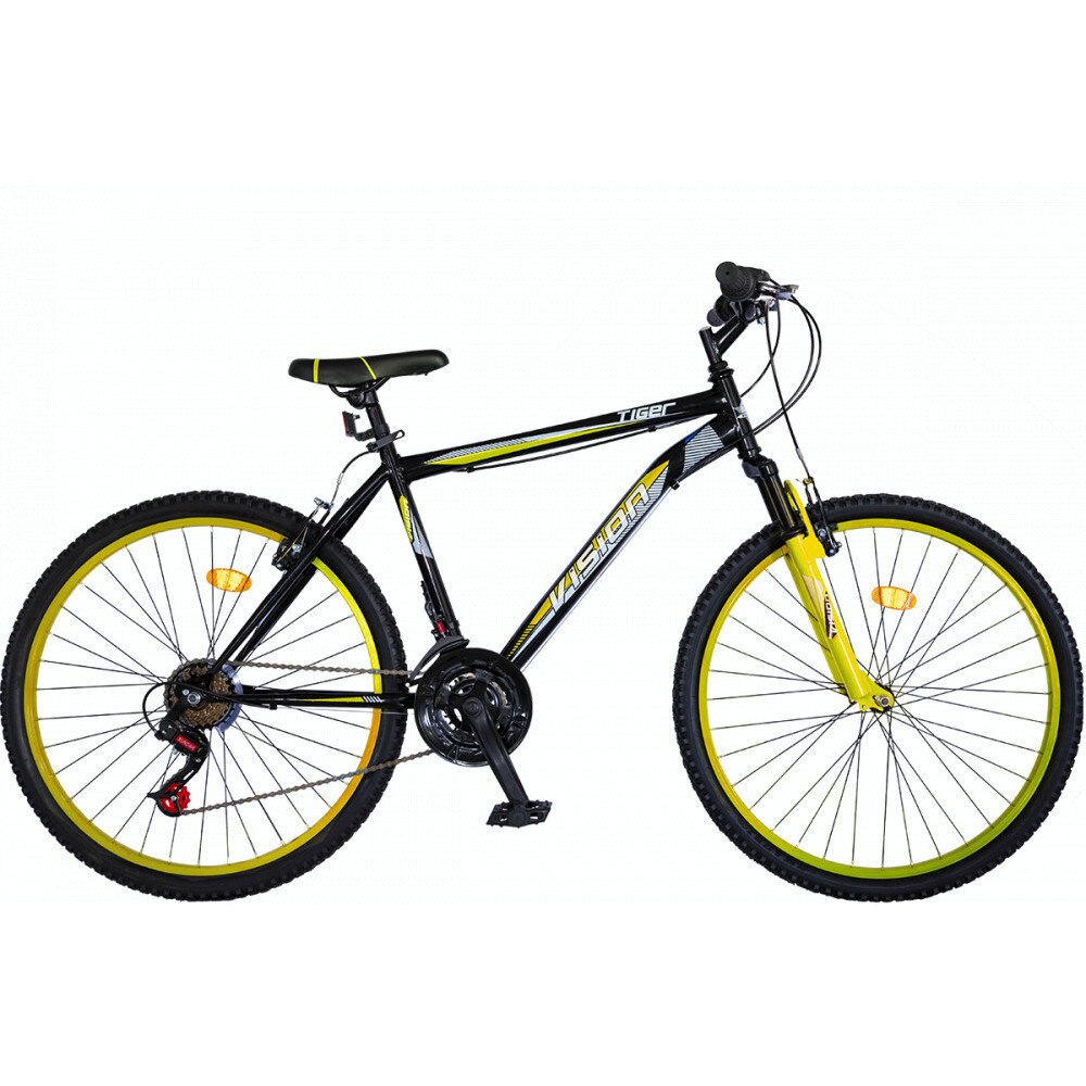 Bicicleta MTB Vision Tiger Suspensie Fata Culoare Negru/Galben Roata 24