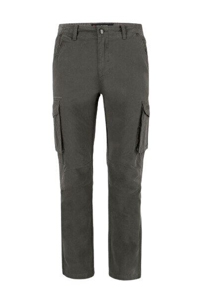 Pantaloni cargo din bumbac, Volcano R-Hampter, Croiala dreapta, Gri