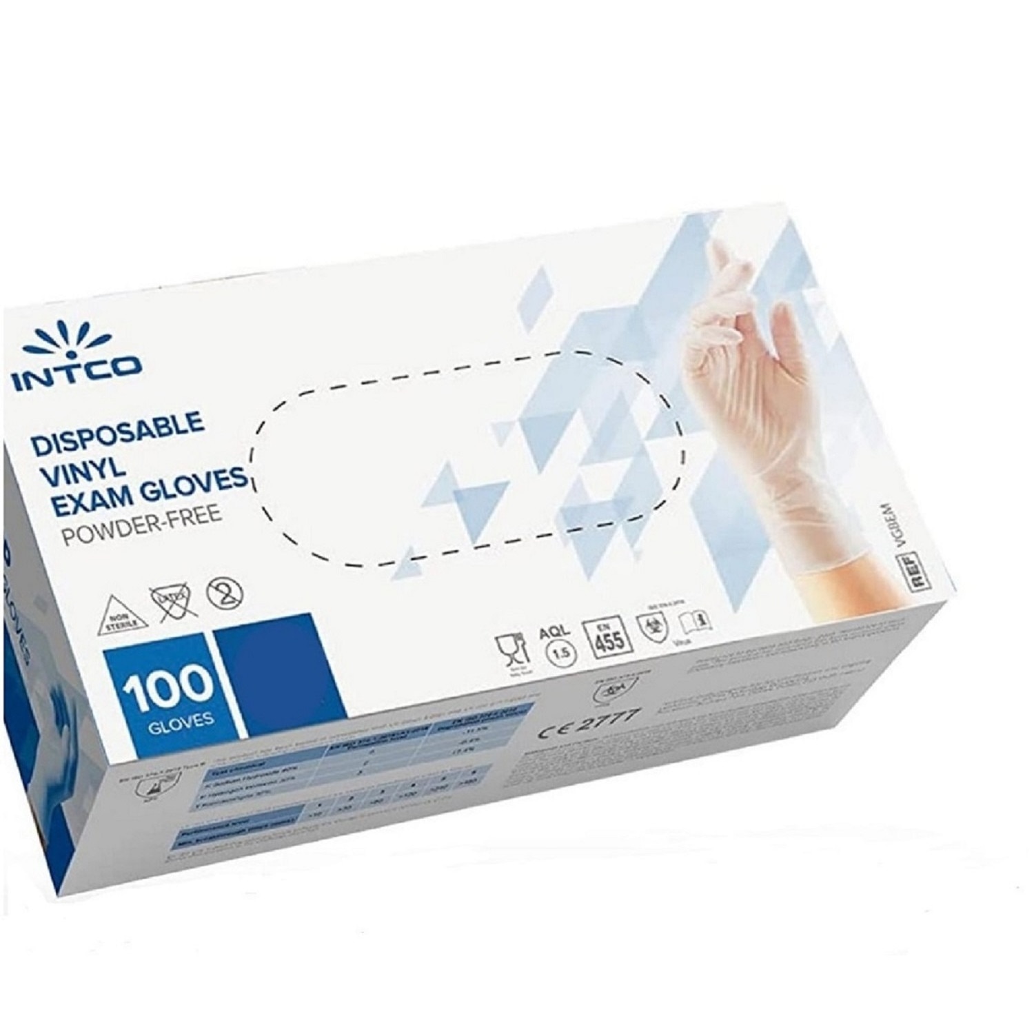 Manusi de examinare de unica folosinta din VINIL , fara pudra , INTCO , S , 100 buc